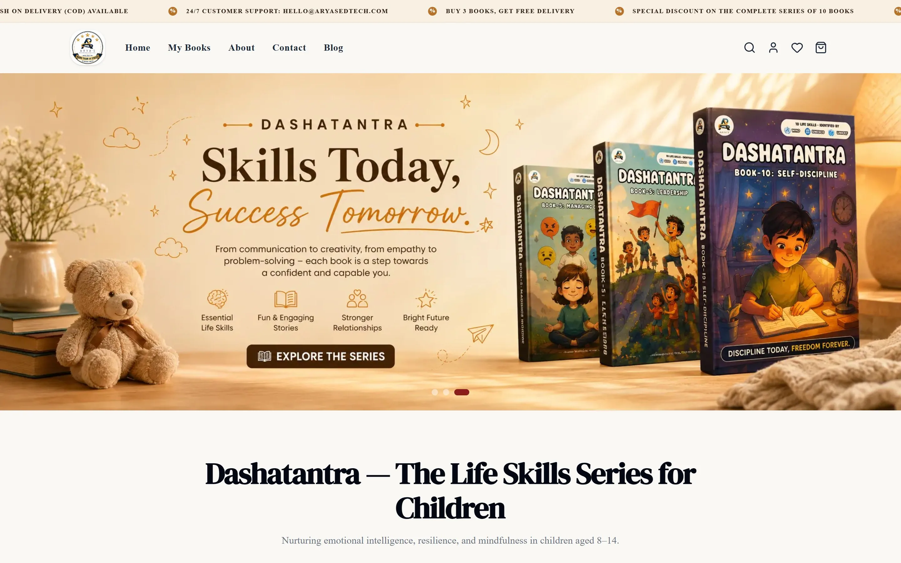 Dashatantra homepage: “Skills Today, Success Tomorrow” with the book series