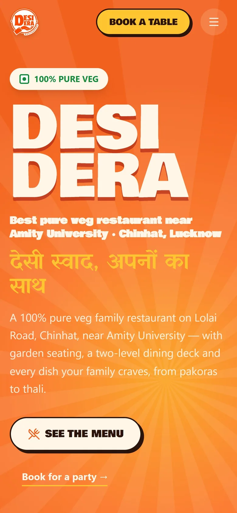 Desi Dera homepage on a phone