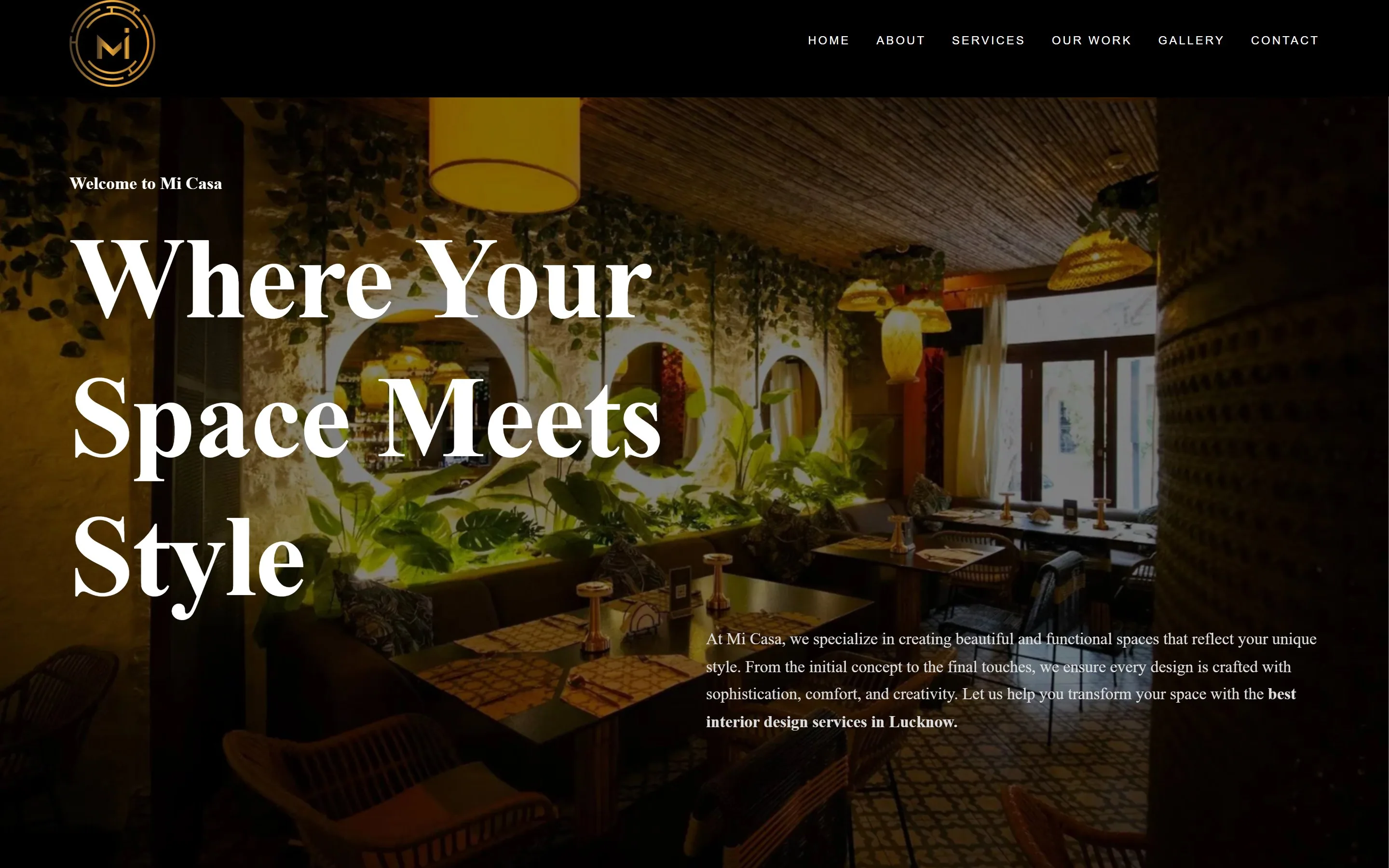 Mi Casa homepage: “Where Your Space Meets Style”