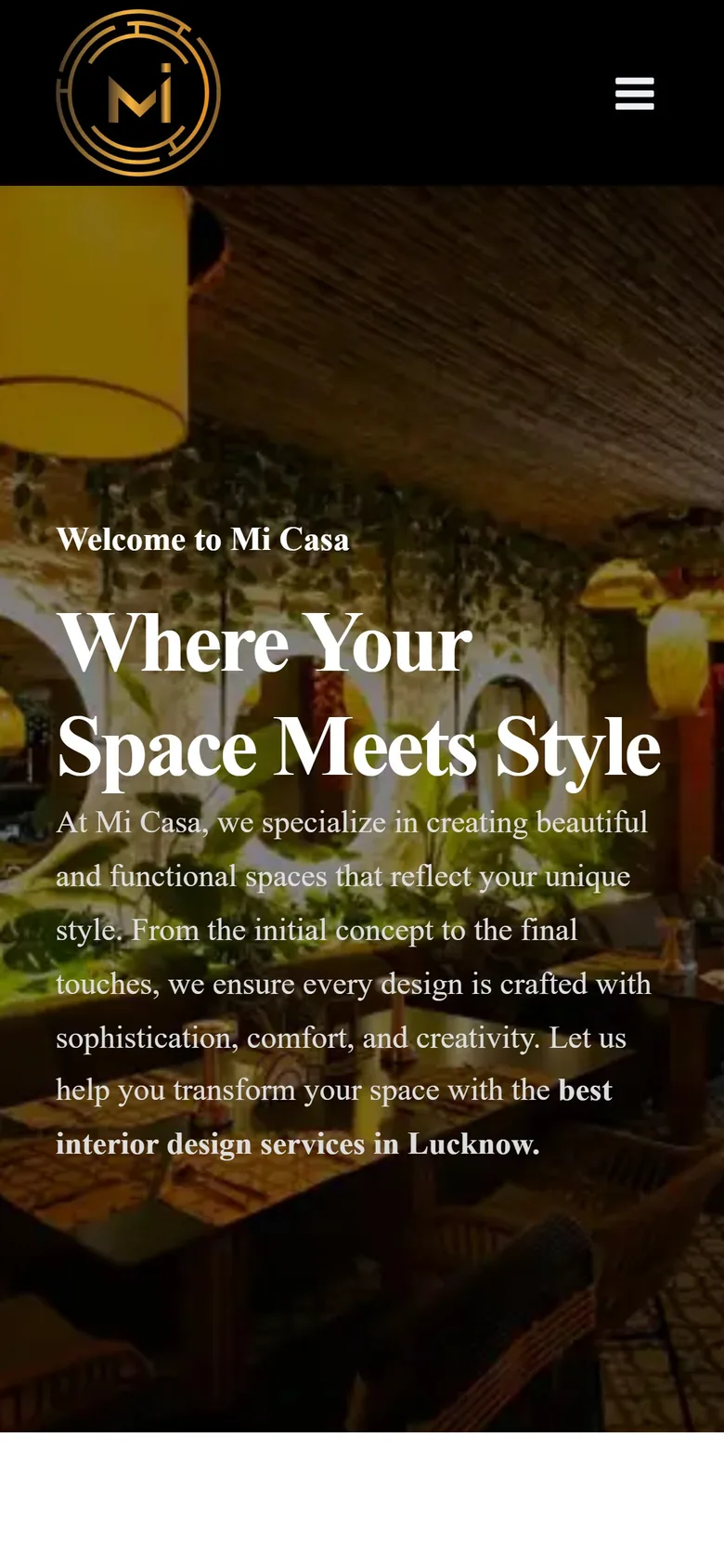 Mi Casa homepage on a phone