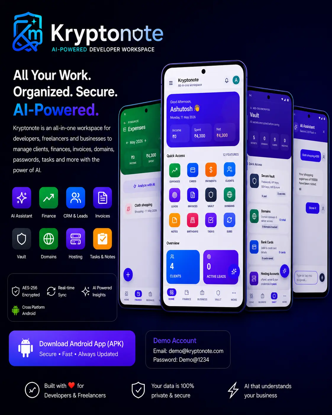 Kryptonote AI Powered Mobile Application — Webcodexa Project